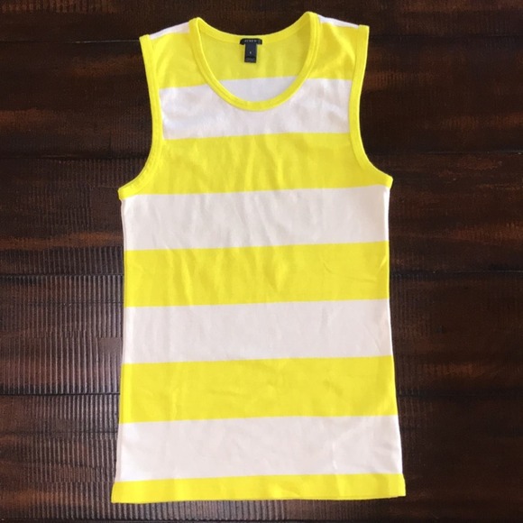 J. Crew Perfect Fit Striped Shell Cotton Tank Top Size Small Yellow White Shell - Picture 6 of 6